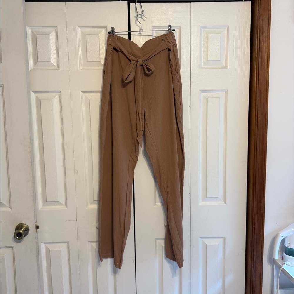 Stylish Brown Tie-Waist Pants